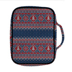 Winter Holiday Knitted Pattern Print Front Pocket Bible Bag