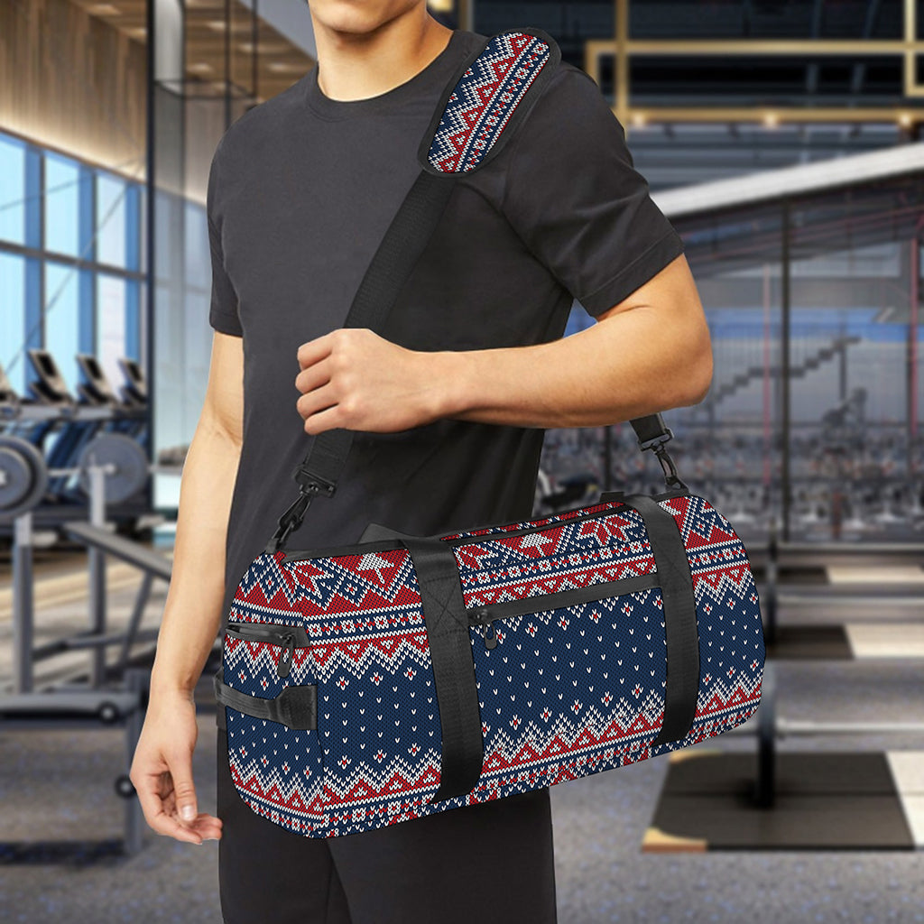 Winter Holiday Knitted Pattern Print Gym Bag