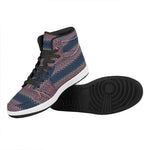 Winter Holiday Knitted Pattern Print High Top Leather Sneakers