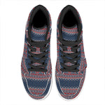 Winter Holiday Knitted Pattern Print High Top Leather Sneakers