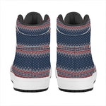 Winter Holiday Knitted Pattern Print High Top Leather Sneakers
