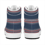 Winter Holiday Knitted Pattern Print High Top Leather Sneakers