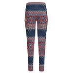 Winter Holiday Knitted Pattern Print High-Waisted Pocket Leggings