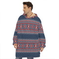 Winter Holiday Knitted Pattern Print Hoodie Blanket