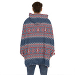 Winter Holiday Knitted Pattern Print Hoodie Blanket