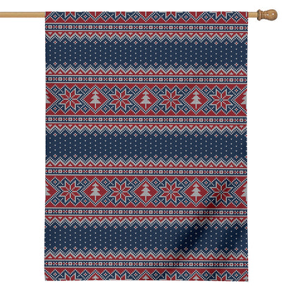 Winter Holiday Knitted Pattern Print House Flag