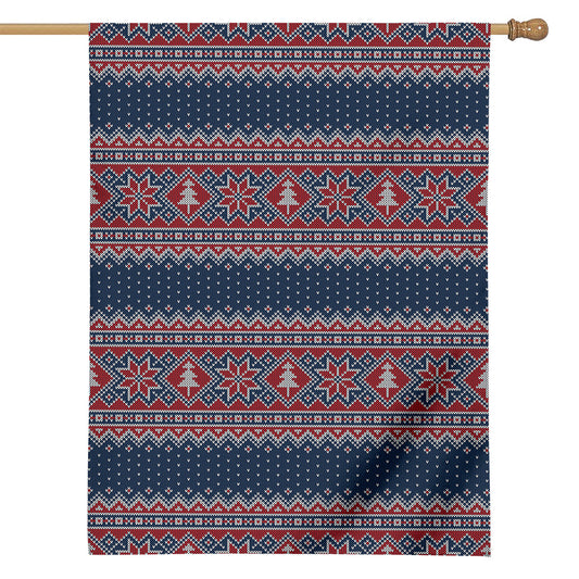 Winter Holiday Knitted Pattern Print House Flag
