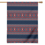 Winter Holiday Knitted Pattern Print House Flag