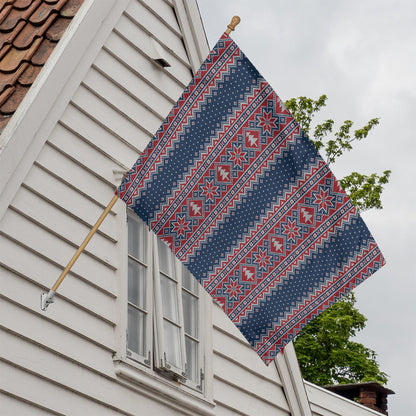 Winter Holiday Knitted Pattern Print House Flag