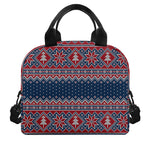 Winter Holiday Knitted Pattern Print Insulated Lunch Bag