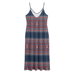 Winter Holiday Knitted Pattern Print Jersey Midi Cami Dress