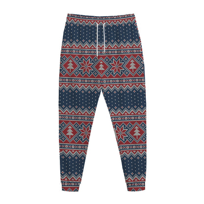 Winter Holiday Knitted Pattern Print Jogger Pants