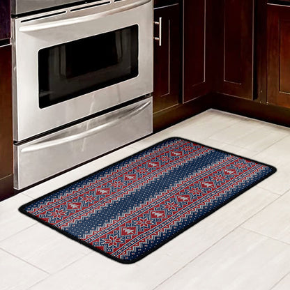 Winter Holiday Knitted Pattern Print Kitchen Mat