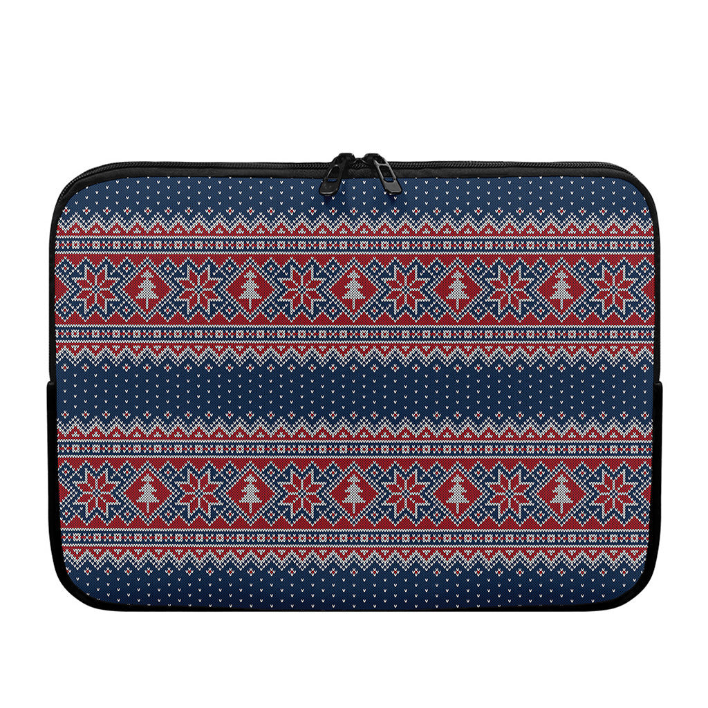 Winter Holiday Knitted Pattern Print Laptop Sleeve