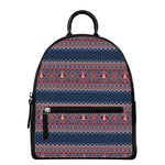 Winter Holiday Knitted Pattern Print Leather Backpack