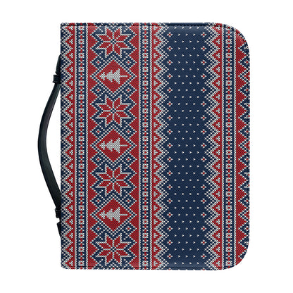 Winter Holiday Knitted Pattern Print Leather Bible Cover