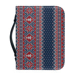 Winter Holiday Knitted Pattern Print Leather Bible Cover