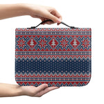 Winter Holiday Knitted Pattern Print Leather Bible Cover