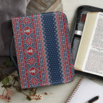 Winter Holiday Knitted Pattern Print Leather Bible Cover