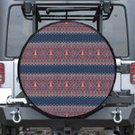 Winter Holiday Knitted Pattern Print Leather Spare Tire Cover