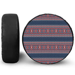Winter Holiday Knitted Pattern Print Leather Spare Tire Cover