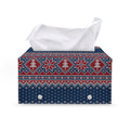 Winter Holiday Knitted Pattern Print Leather Tissue Box Cover