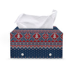 Winter Holiday Knitted Pattern Print Leather Tissue Box Cover