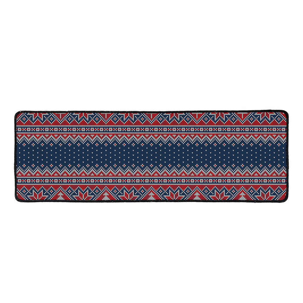 Winter Holiday Knitted Pattern Print Long Kitchen Mat