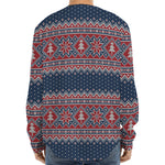 Winter Holiday Knitted Pattern Print Long Sleeve Baseball Jersey