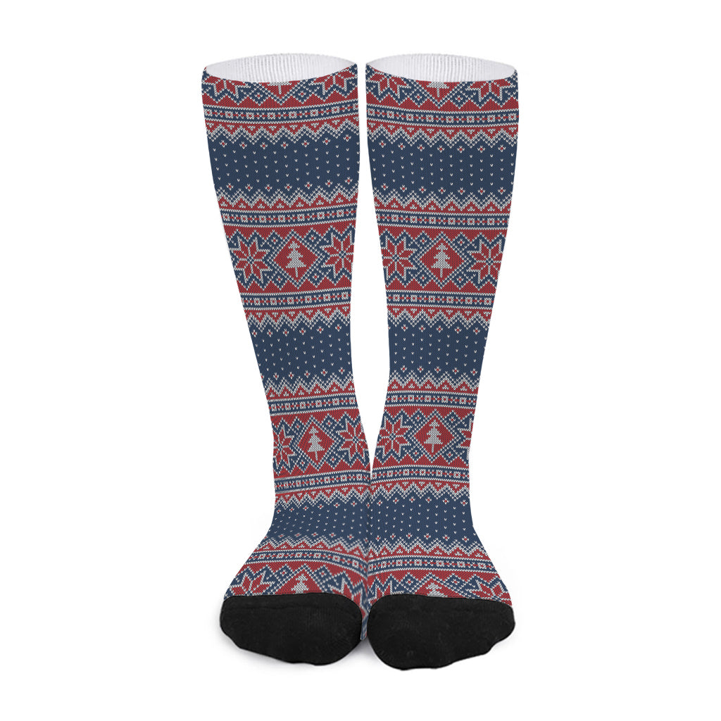 Winter Holiday Knitted Pattern Print Long Socks