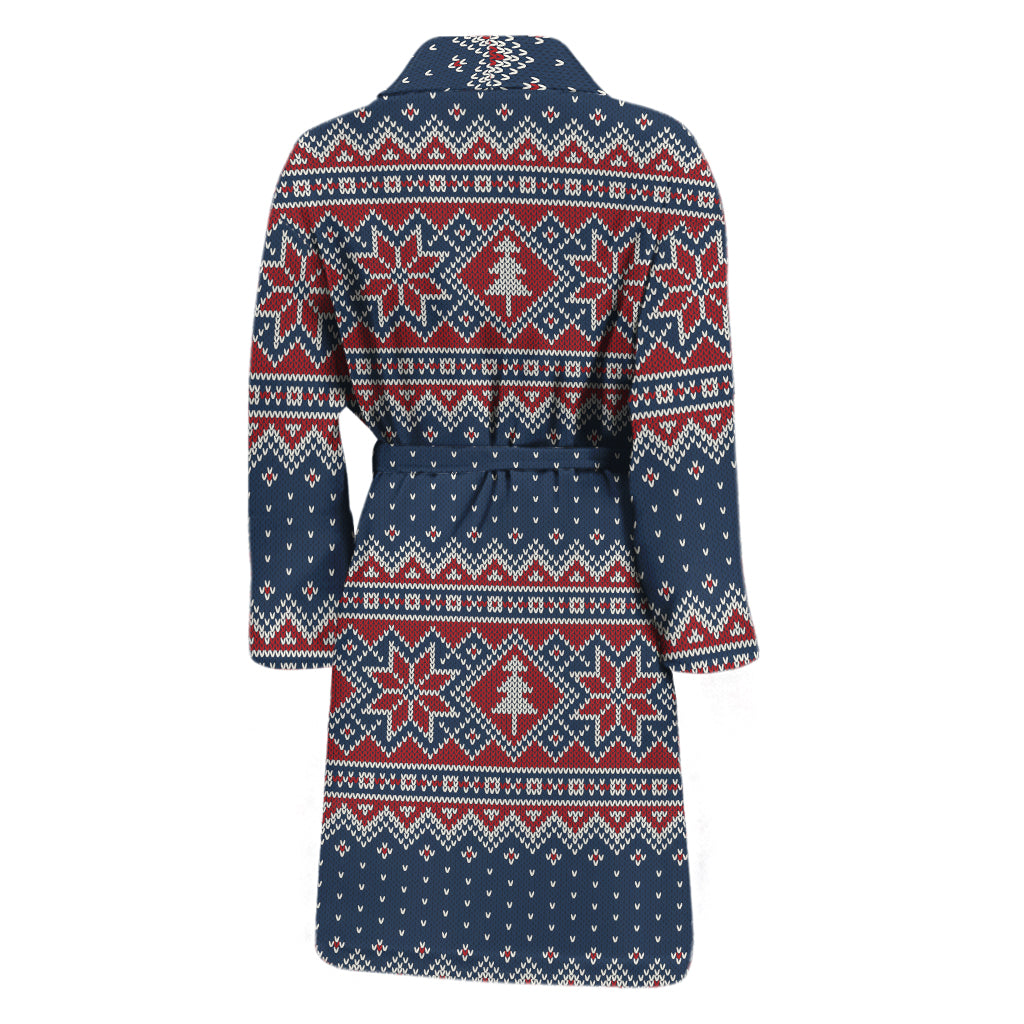 Winter Holiday Knitted Pattern Print Men's Bathrobe