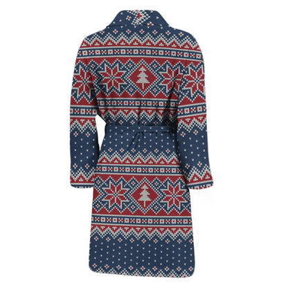 Winter Holiday Knitted Pattern Print Men's Bathrobe