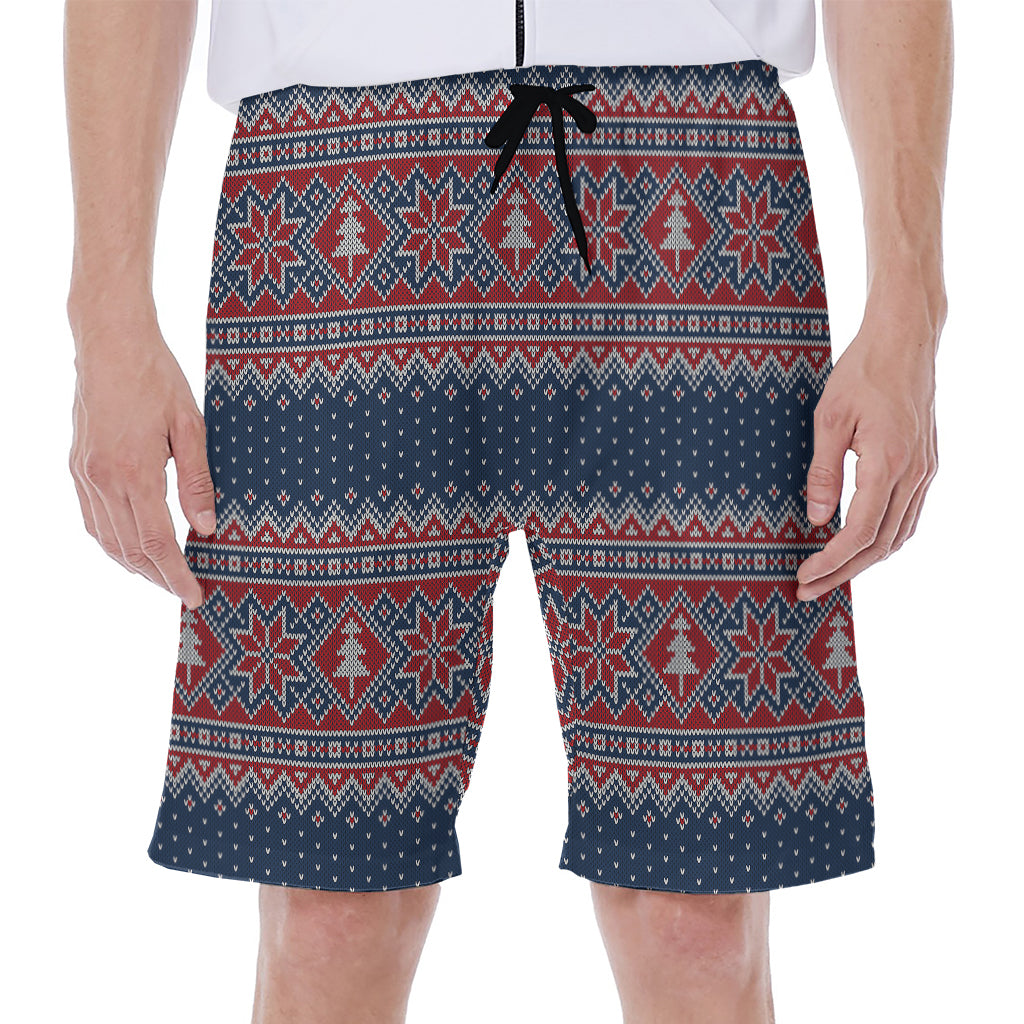 Winter Holiday Knitted Pattern Print Men's Beach Shorts