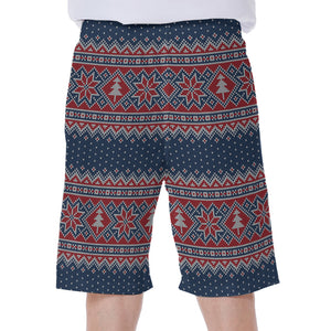 Winter Holiday Knitted Pattern Print Men's Beach Shorts