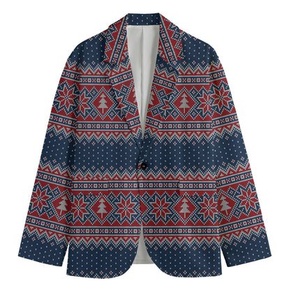 Winter Holiday Knitted Pattern Print Men's Blazer