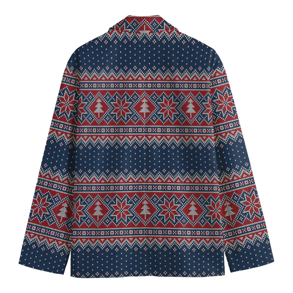 Winter Holiday Knitted Pattern Print Men's Blazer