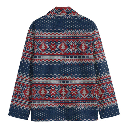 Winter Holiday Knitted Pattern Print Men's Blazer