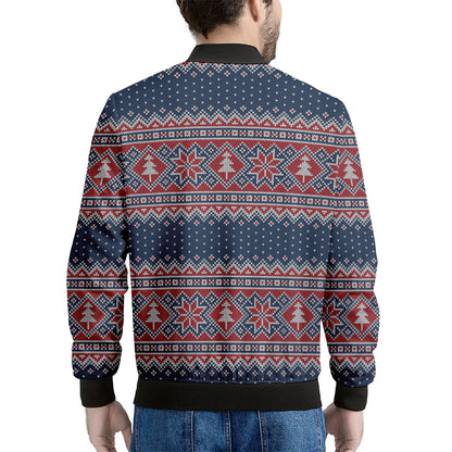 Winter Holiday Knitted Pattern Print Men's Bomber Jacket