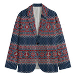 Winter Holiday Knitted Pattern Print Men's Cotton Blazer