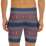 Winter Holiday Knitted Pattern Print Men's Long Boxer Briefs