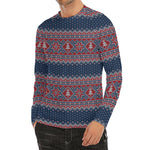 Winter Holiday Knitted Pattern Print Men's Long Sleeve Rash Guard