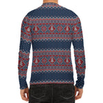 Winter Holiday Knitted Pattern Print Men's Long Sleeve Rash Guard