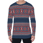 Winter Holiday Knitted Pattern Print Men's Long Sleeve T-Shirt
