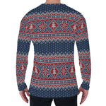 Winter Holiday Knitted Pattern Print Men's Long Sleeve T-Shirt