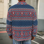 Winter Holiday Knitted Pattern Print Men's Shirt Jacket