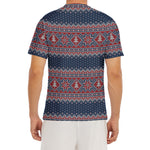 Winter Holiday Knitted Pattern Print Men's Short Sleeve Rash Guard