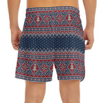 Winter Holiday Knitted Pattern Print Men's Split Running Shorts