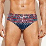 Winter Holiday Knitted Pattern Print Men's Swim Briefs