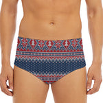 Winter Holiday Knitted Pattern Print Men's Triangle Swim Briefs