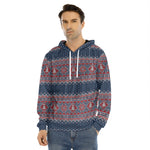 Winter Holiday Knitted Pattern Print Men's Velvet Pullover Hoodie